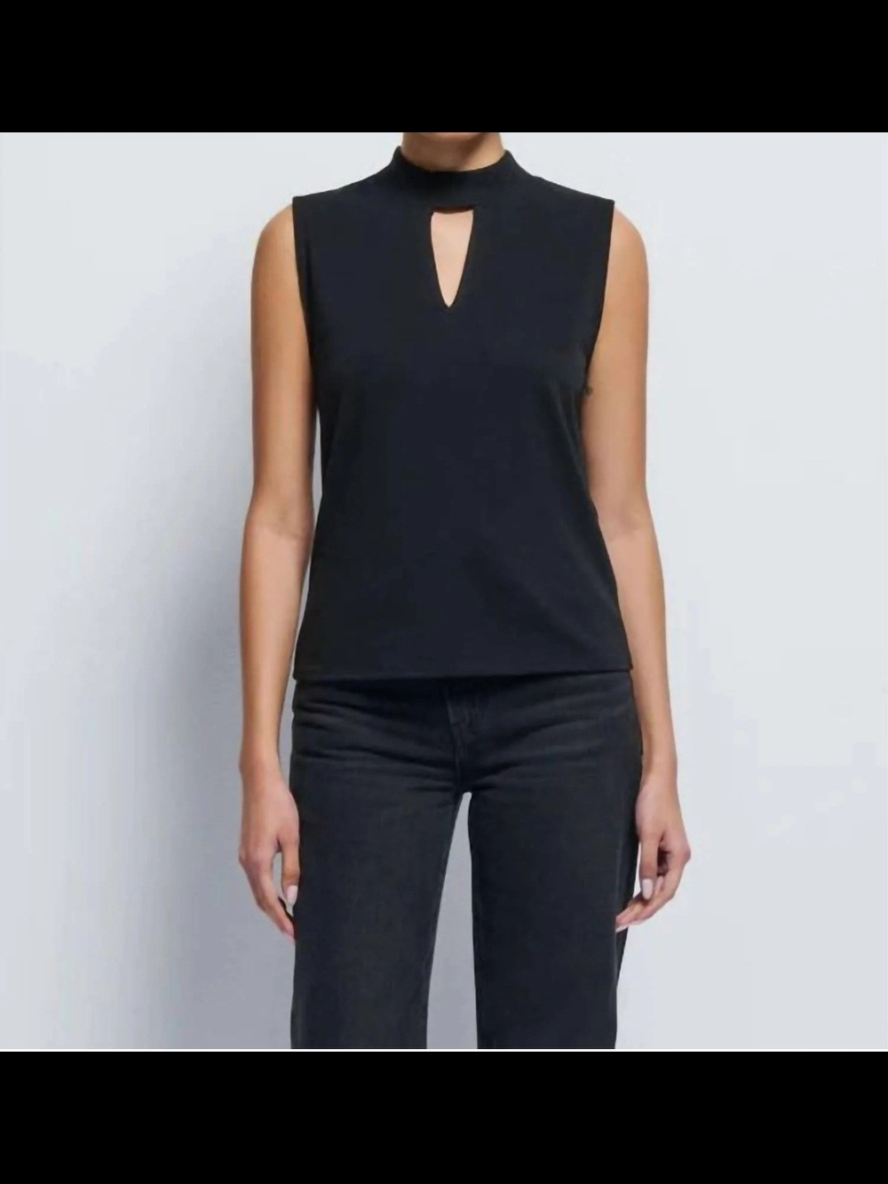 Nation Ltd. Alba Keyhole Mock Neck Top - Black Medium